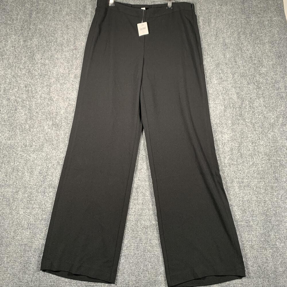 J Jill Pants Womens 10 Black Crepe Wide Leg Stretch Dress Trousers Work